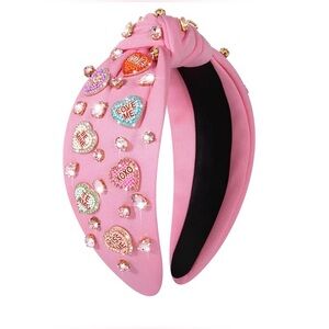 Pink Heart Rhinestone Knotted Headband – Valentines, Galentines, Taylor Concert